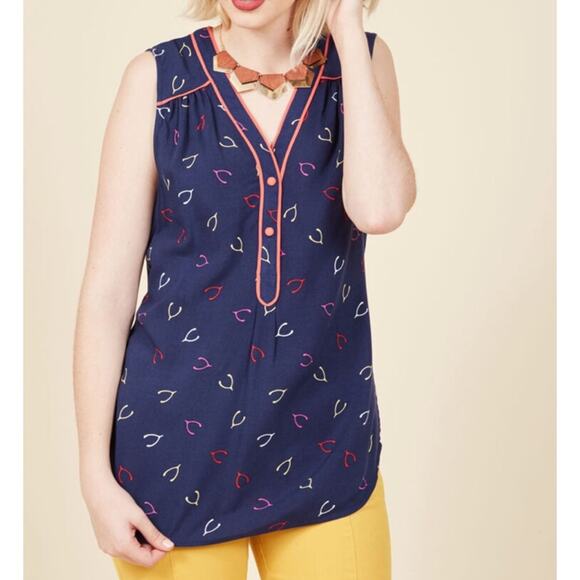 ModCloth Cafe au Soleil wishbone retro blouse - Picture 1 of 7